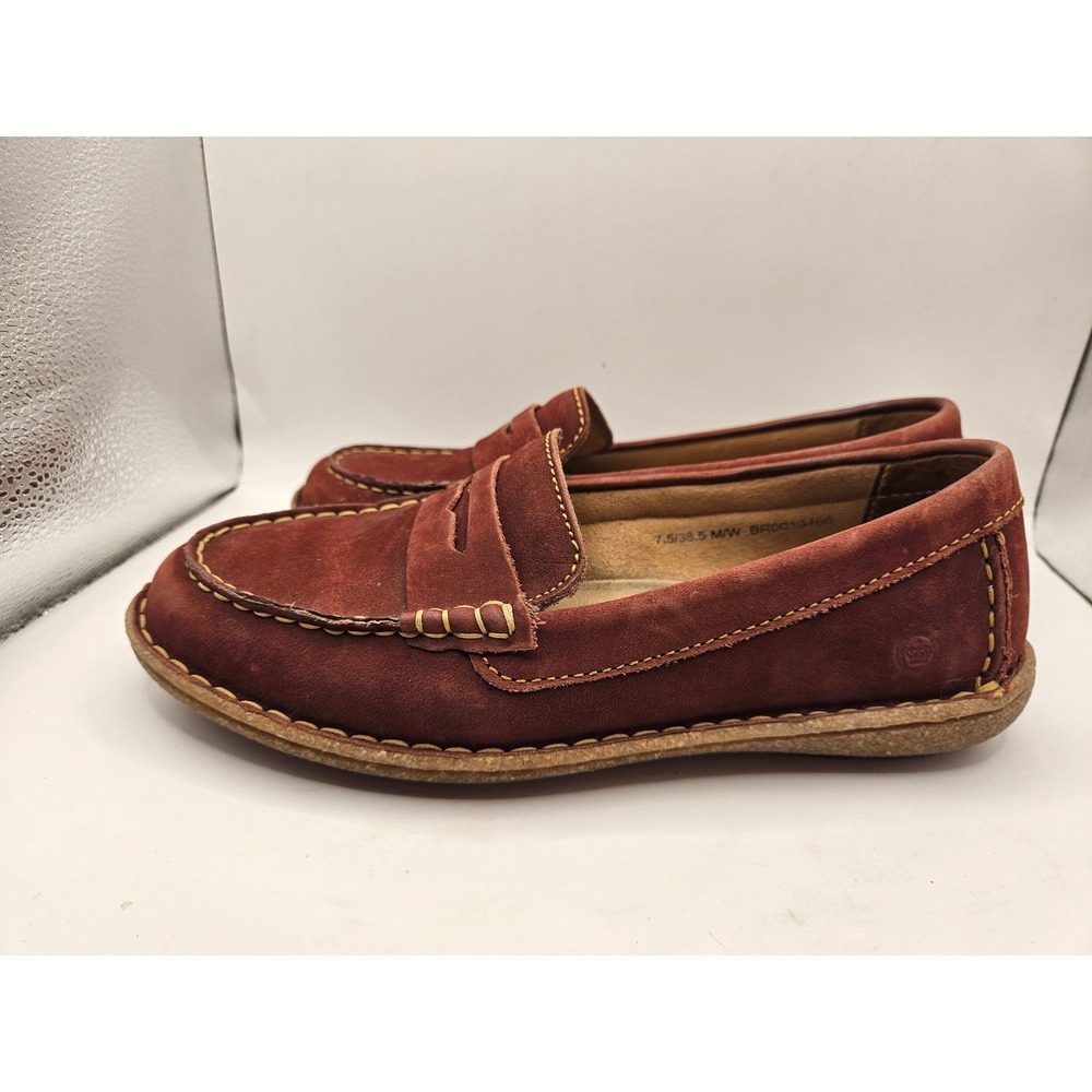 Born Suede Penny Loafer Shoes Women's Size‎ 7.5 M Brick Comfortable Slip On #399